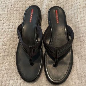 Prada Black patent thong sandal